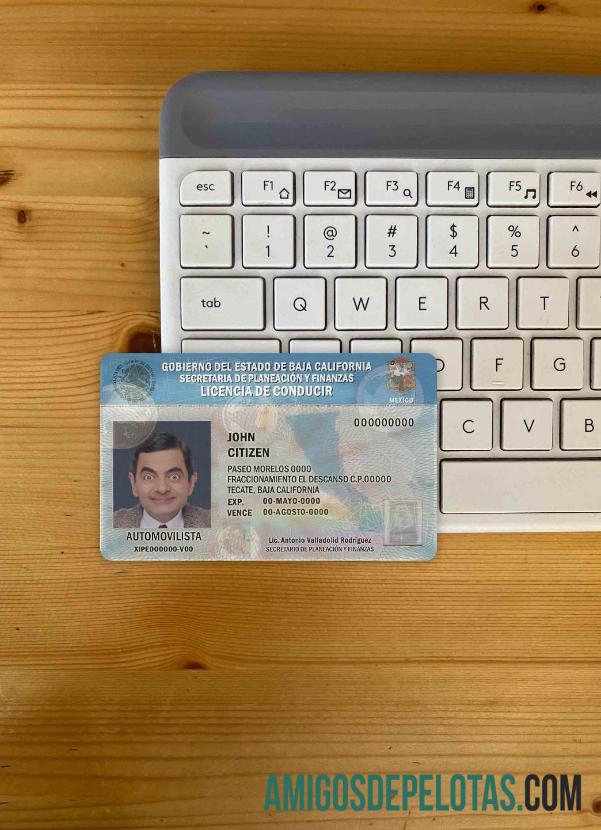 Carteira de motorista da Baja Califórnia do México fotolook frente exemplo